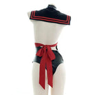 Gothic Sailor Scout Onesie in Black and Red Vegan Leather - Cosparty