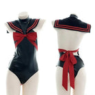 Gothic Sailor Scout Onesie in Black and Red Vegan Leather - Cosparty