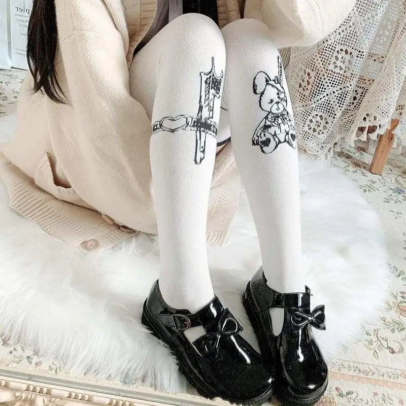 Gothic Teddy Bear Stockings for Kawaii and Littlespace Outfits - socks