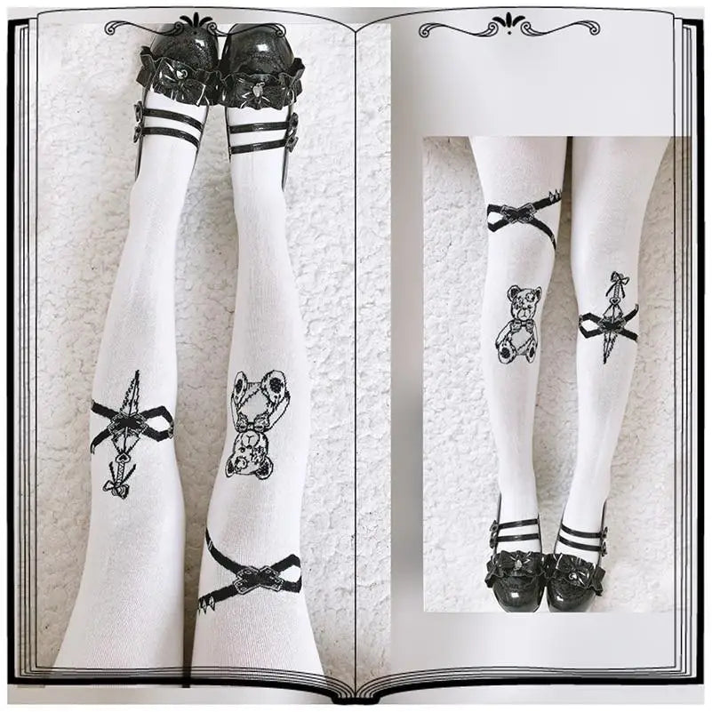 Gothic Teddy Bear Stockings for Kawaii and Littlespace Outfits - socks