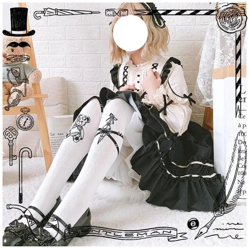 Gothic Teddy Bear Stockings for Kawaii and Littlespace Outfits - Cosparty