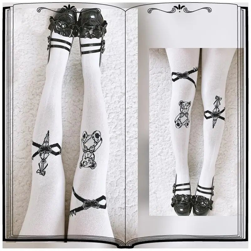 Gothic Teddy Bear Stockings for Kawaii and Littlespace Outfits - Cosparty