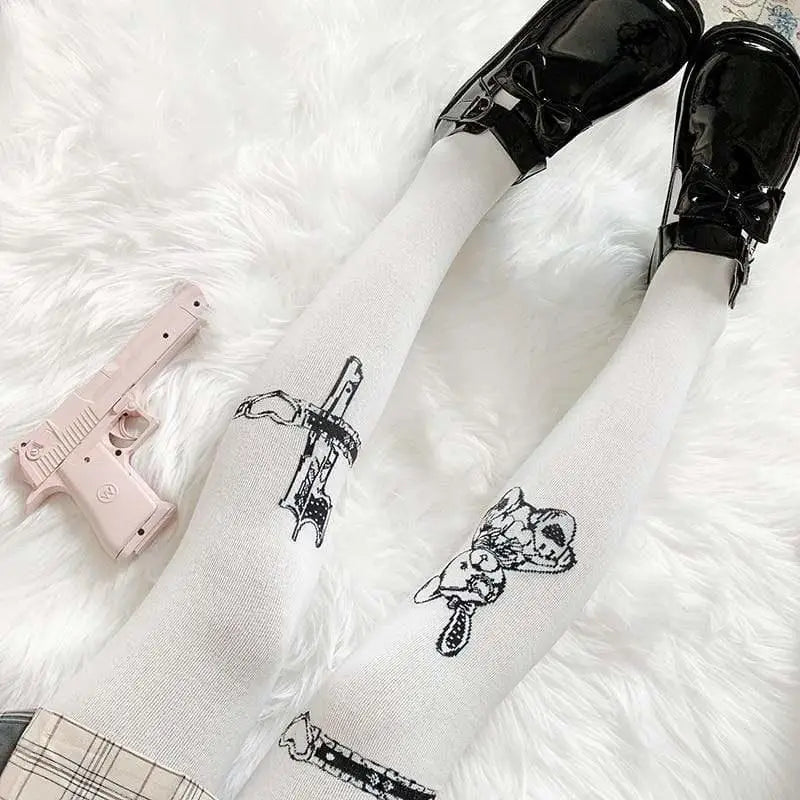 Gothic Teddy Bear Stockings for Kawaii and Littlespace Outfits - socks