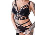 Gothic Triple O - Ring Vegan Leather Chest Harness - Cosparty