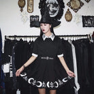 Gothic Witch Craft Pleated Skirt with Pentagram and Moon Design - Skirts