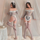 Grey Lace Off the Shoulder Lingerie Set - Cosparty