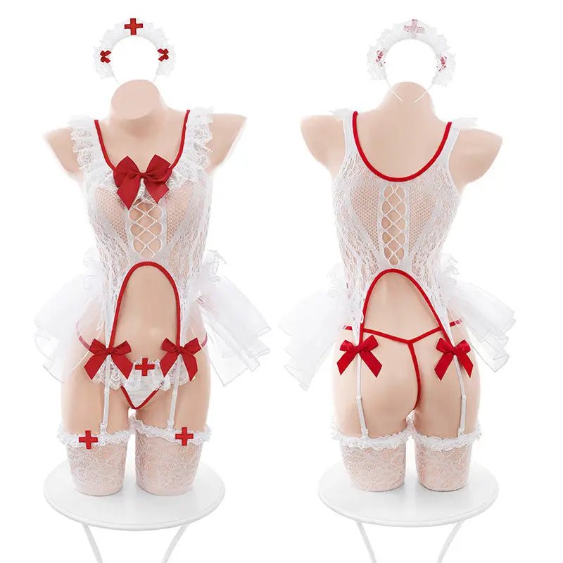 Grey Lace Off the Shoulder Lingerie Set - Cosparty