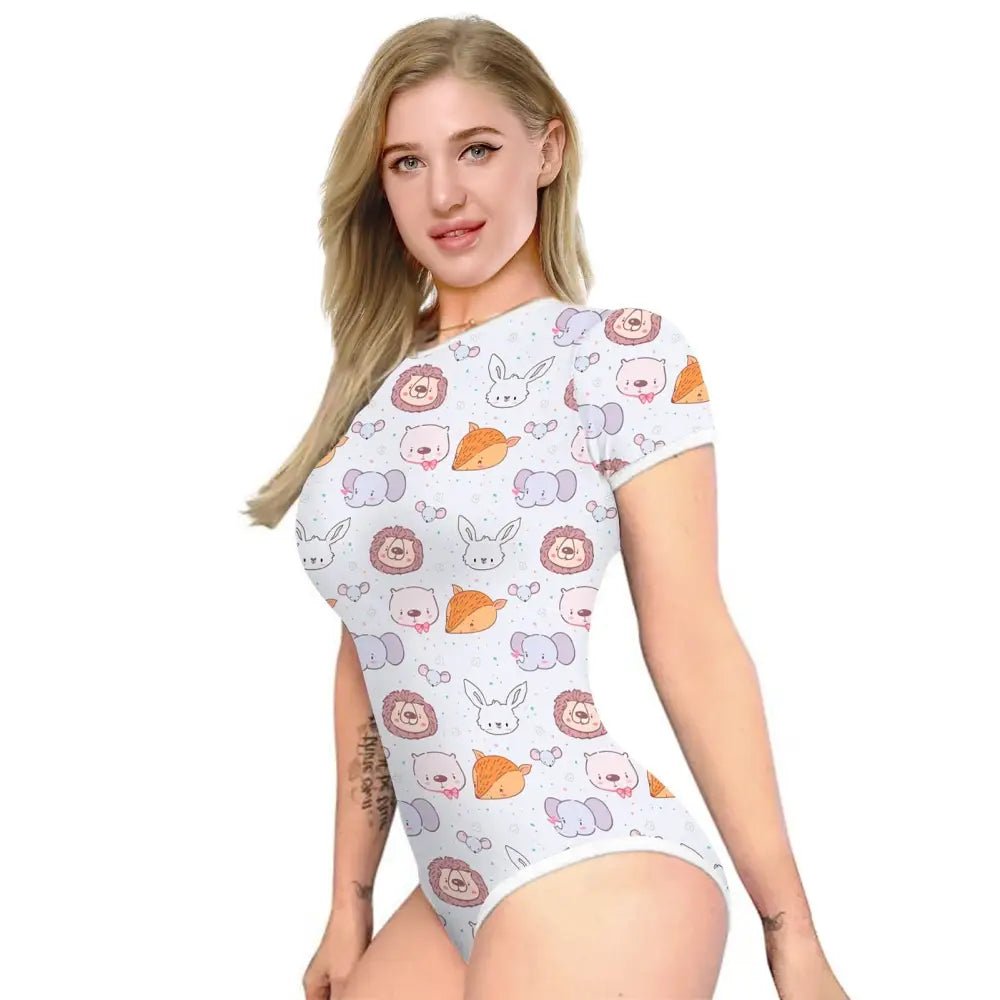 Grey Unisex Adult Onesie with Adorable Animal Print Design - Cosparty