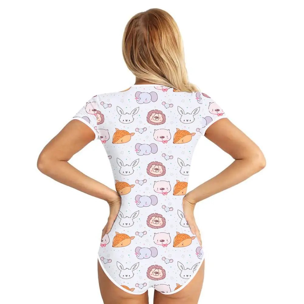 Grey Unisex Adult Onesie with Adorable Animal Print Design - Cosparty