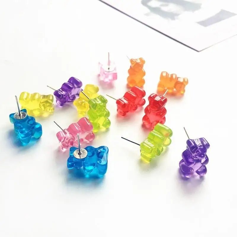 Gummy Bear Resin Earrings in Assorted Delicious Colors - Cosparty