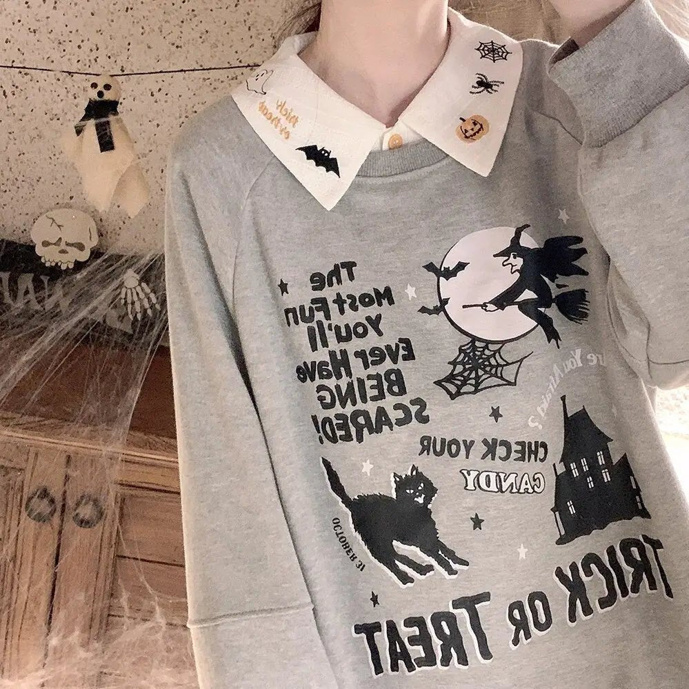 Halloween Inspired Collared Blouse Length 59cm for Year - Round Wear - Cosparty