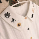 Halloween Inspired Collared Blouse Length 59cm for Year-Round Wear - Shirts & Tops