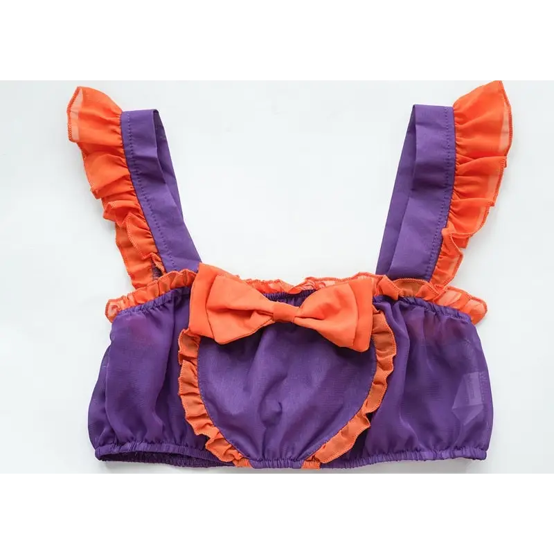 Halloween Inspired Ruffled Maid Lingerie Set in Orange and Purple - Costumes