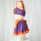 Halloween Inspired Ruffled Maid Lingerie Set in Orange and Purple - Costumes