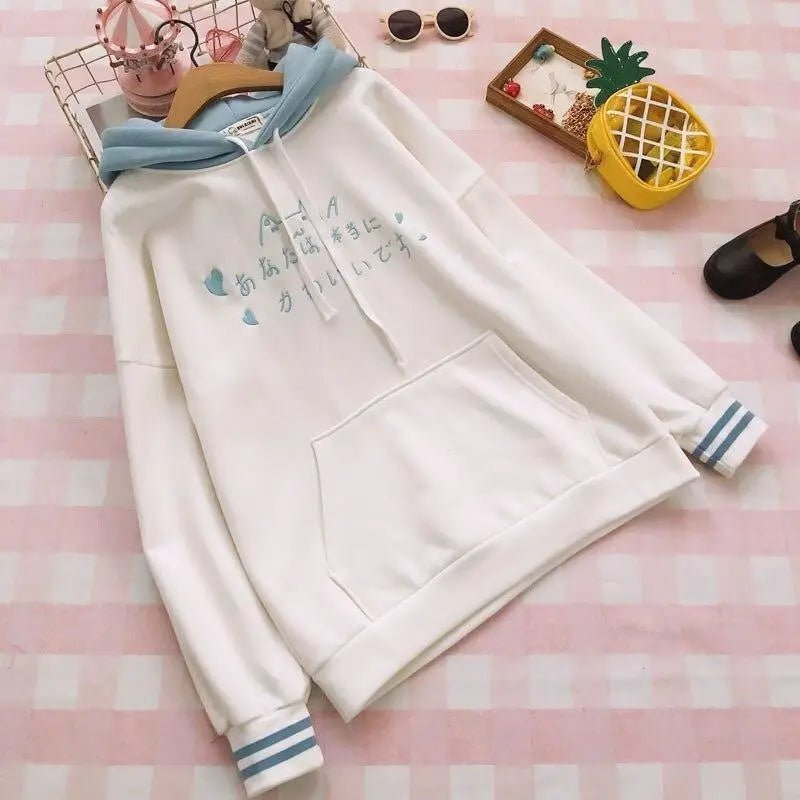 Hand Embroidered Japanese Kitten Hoodie for Kawaii Fashion Lovers - Cosparty