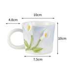 Hand Painted 3D Ceramic Floral Mug for an Elegant Morning Routine - Cosparty