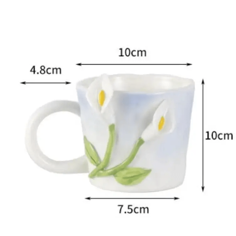 Hand Painted 3D Ceramic Floral Mug for an Elegant Morning Routine - Cosparty