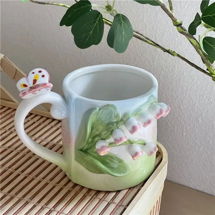 Floral Handpainted Mugs - angelcore, angelic, bottles, cup, cups Cosparty