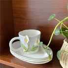 Hand Painted 3D Ceramic Floral Mug for an Elegant Morning Routine - cup