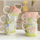 Hand Painted 3D Ceramic Floral Mug for an Elegant Morning Routine - Cosparty