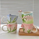 Hand Painted 3D Ceramic Floral Mug for an Elegant Morning Routine - Cosparty
