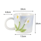 Hand Painted 3D Ceramic Floral Mug for an Elegant Morning Routine - cup