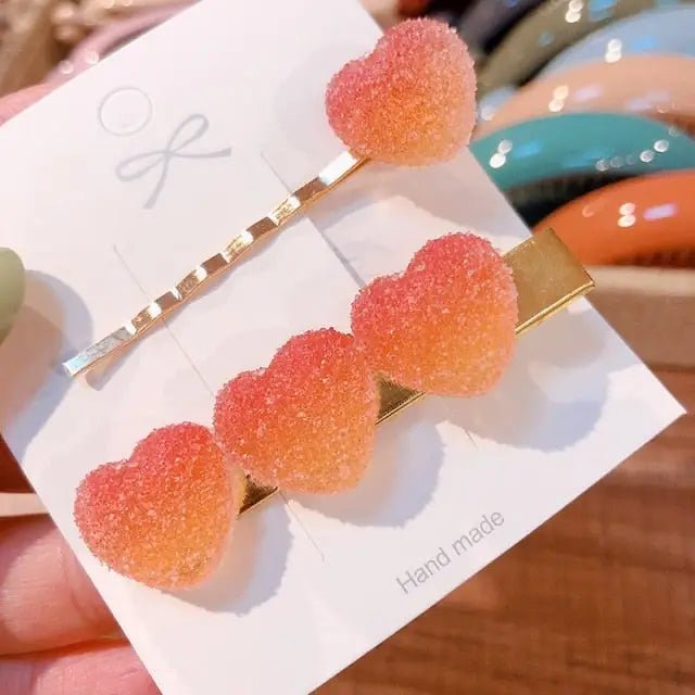 Handcrafted 3D Heart Shaped Sugar Candy Hair Clips - Cosparty