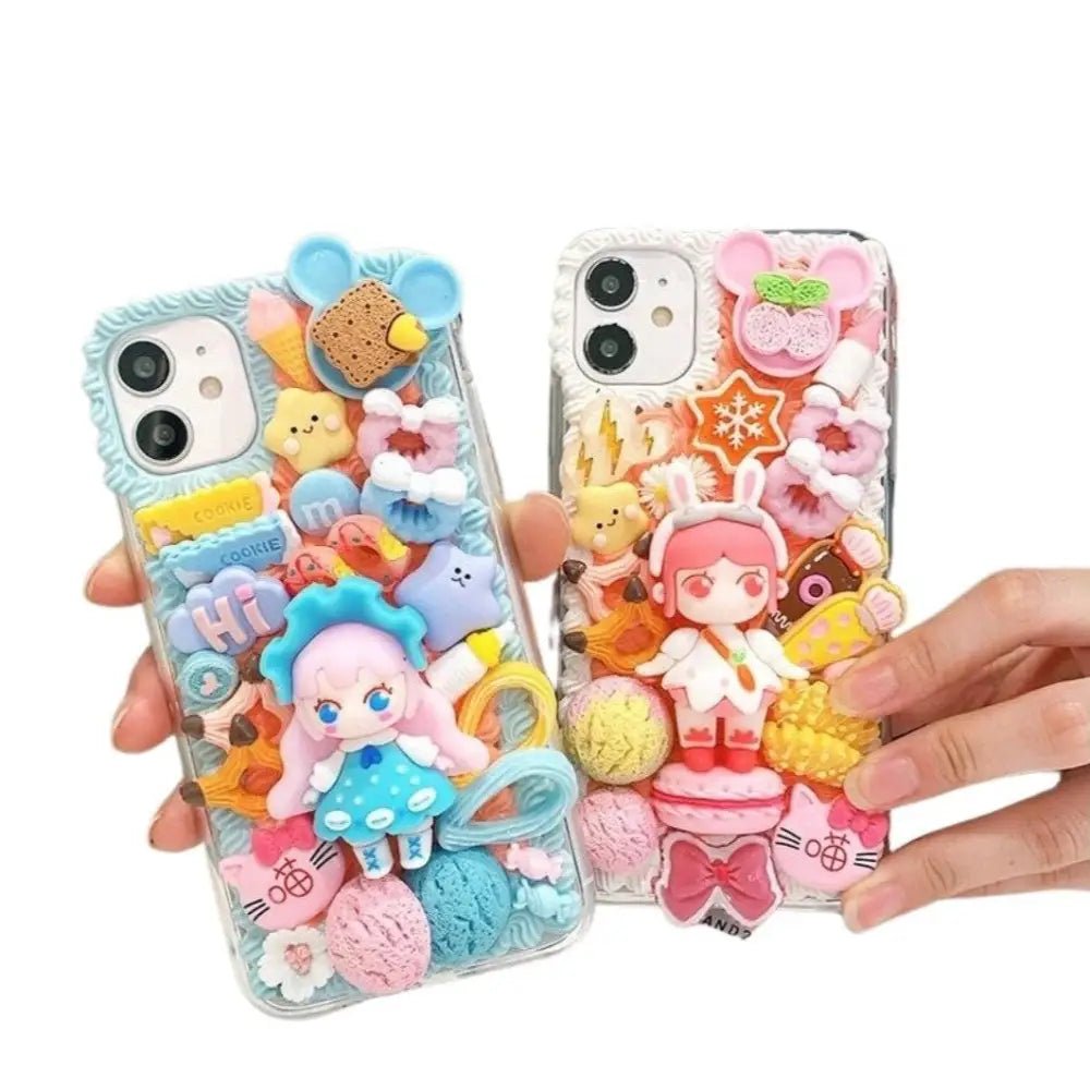 Handmade Kawaii Anime Girl 3D Phone Case with Sweet Cabochons - Cosparty