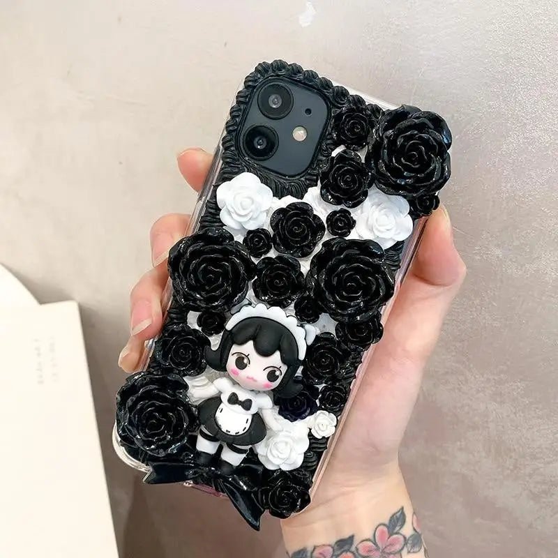 Handmade Kawaii Anime Girl 3D Phone Case with Sweet Cabochons - Cosparty