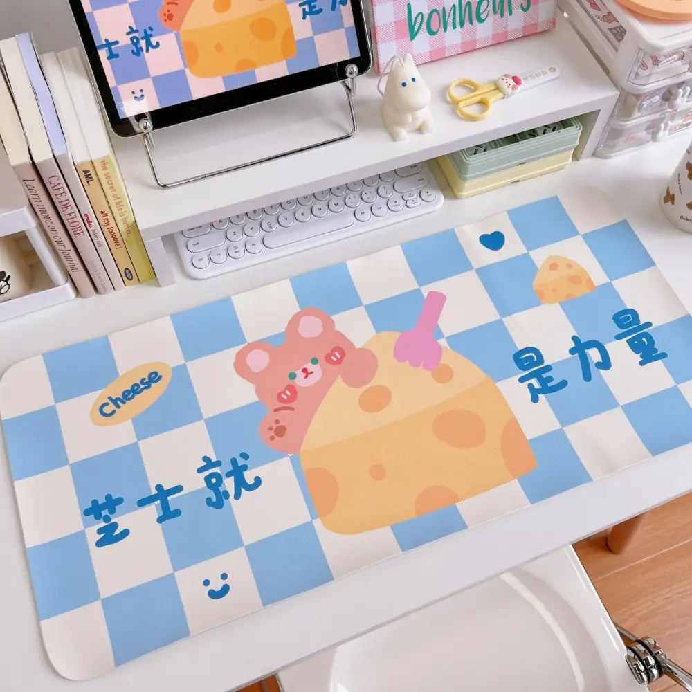 Happy Bear Gaming Mousepads for Adorable Kawaii Gameplay - Cheese Bear - mouse pad