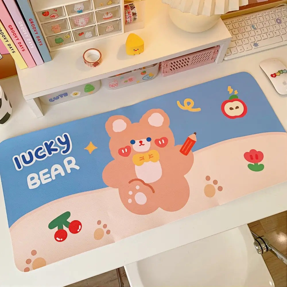 Happy Bear Gaming Mousepads for Adorable Kawaii Gameplay - Lucky Bear - mouse pad