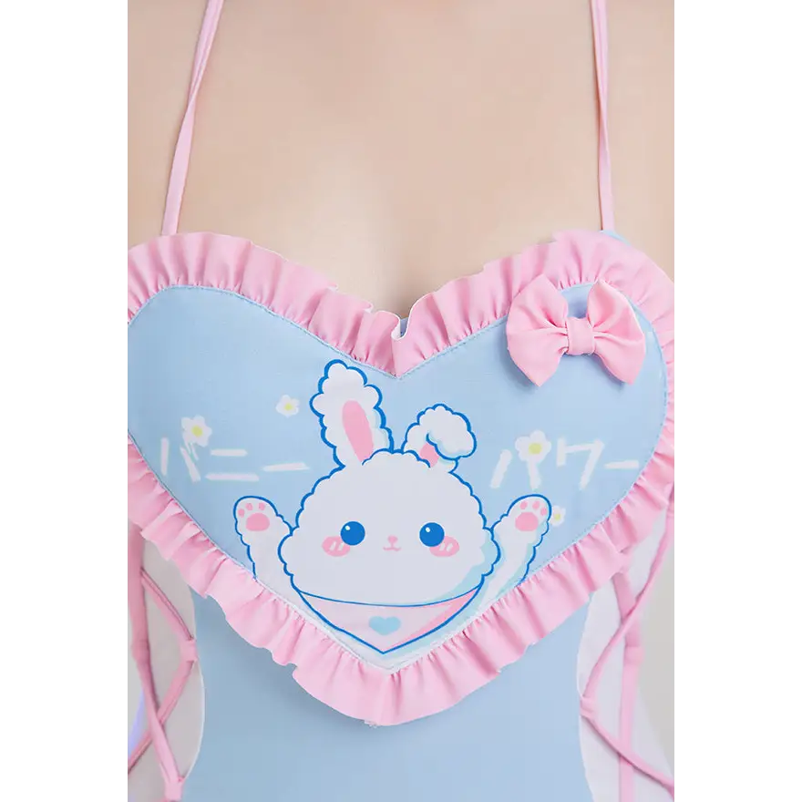 Happy Bunny High Quality Ruffled Adult Onesie Romper and Swimsuit - onesie