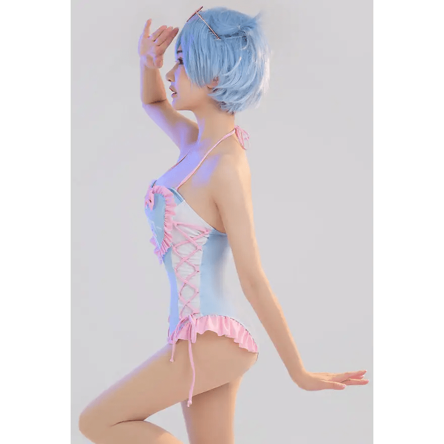 Happy Bunny High Quality Ruffled Adult Onesie Romper and Swimsuit - Cosparty