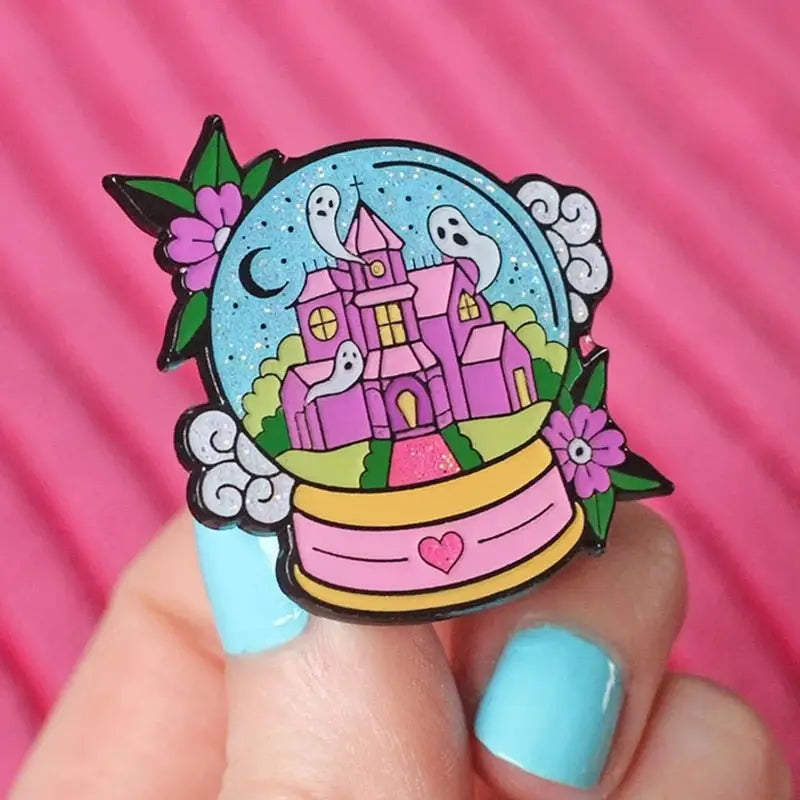 Happy Halloween Snowglobe Enamel Pin for Pastel Goth Lovers - Brooches & Lapel Pins