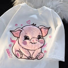 Happy pig fluffy tee - flocked - fuzzy shirt - pig - piggy - piglet