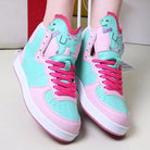 Harajuku High Top Sneakers with Pastel Dinosaur Design - Shoes