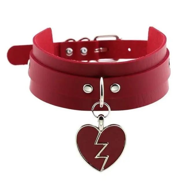 Heart Breaker Vegan Leather Choker for Kinky Princesses - Cosparty