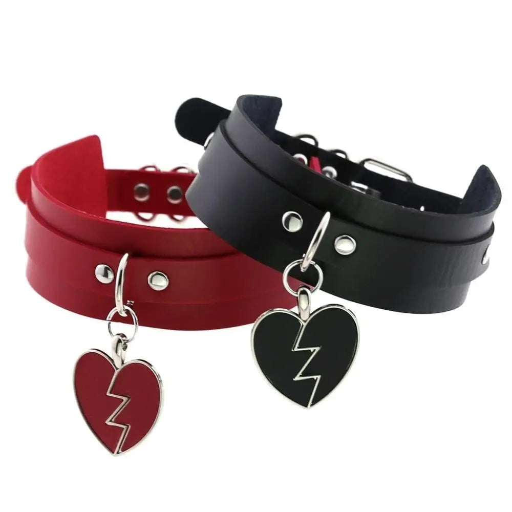 Heart Breaker Vegan Leather Choker for Kinky Princesses - choker