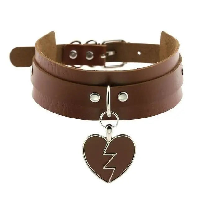 Heart Breaker Collar - Brown Collar - choker