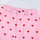 Heart Valentine Bell-Bottom Jeans with Vintage Pastel Vibes - bottoms