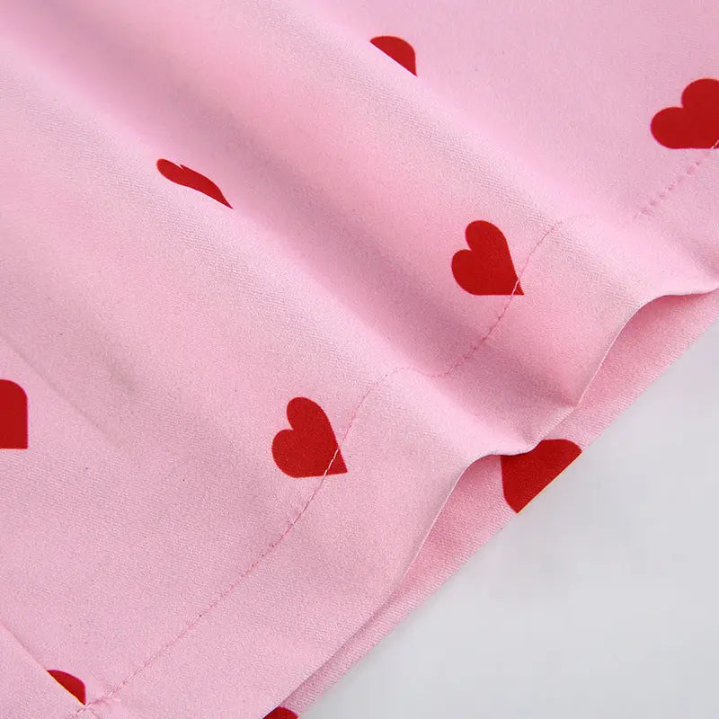 Heart Valentine Bell-Bottom Jeans with Vintage Pastel Vibes - bottoms