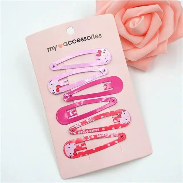 Hello Kitty Hair Clips Set with Matching Elastics - accessories