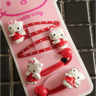 Hello Kitty Hair Clips Set with Matching Elastics - Red - accessories