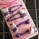 Hello Kitty Hair Clips Set with Matching Elastics - Purple - accessories