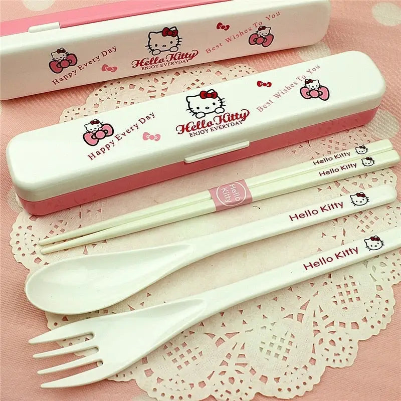 Hello Kitty Inspired Kawaii Cutlery Set with Matching Case - cutlery