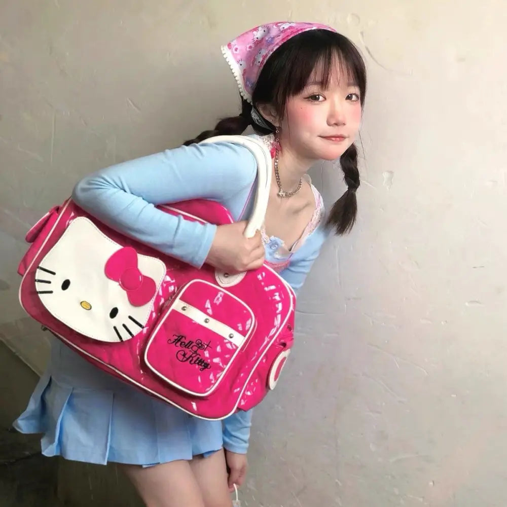 Hello Kitty Large Size Duffle Bag in Vegan Leather Options - bag