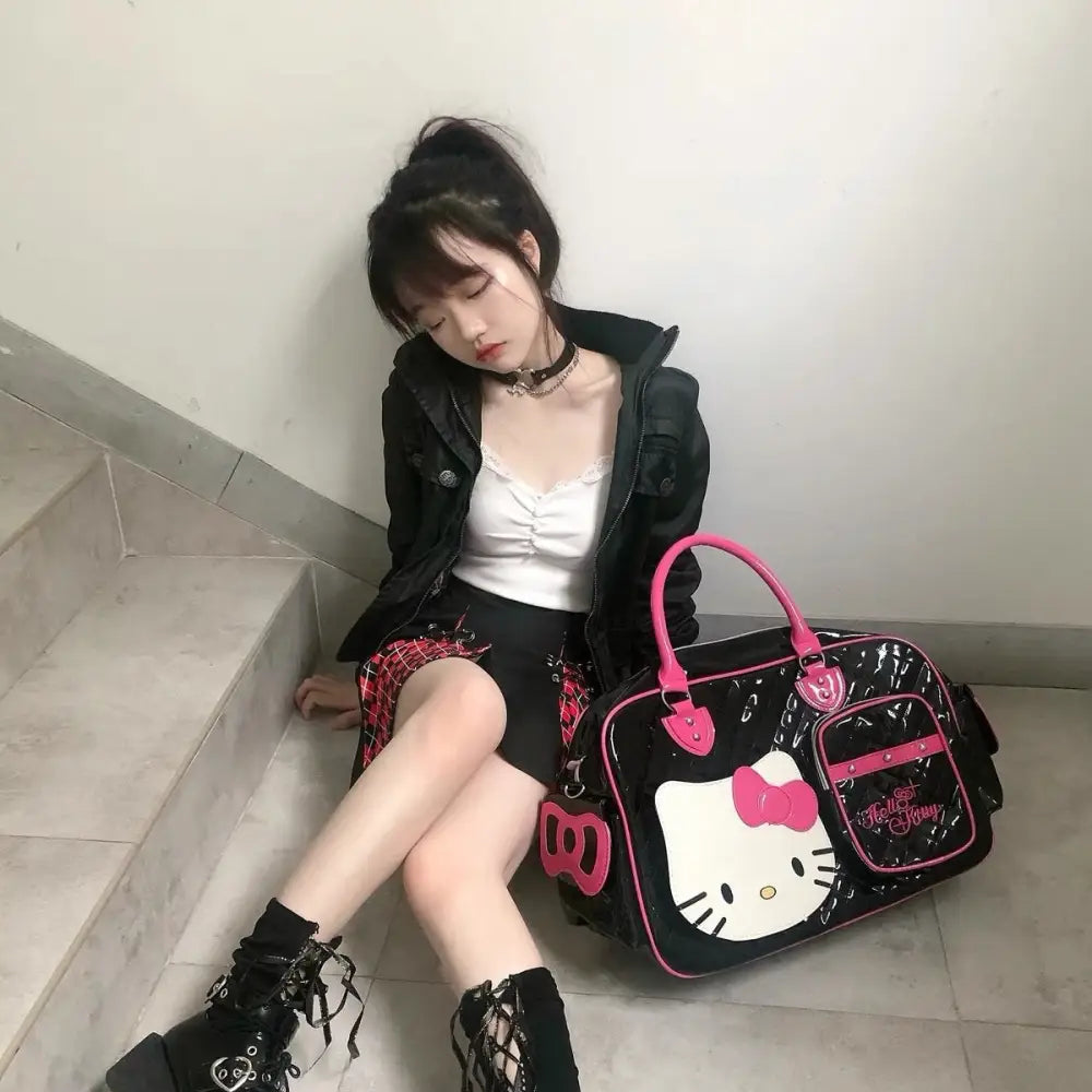 Hello Kitty Large Size Duffle Bag in Vegan Leather Options - bag