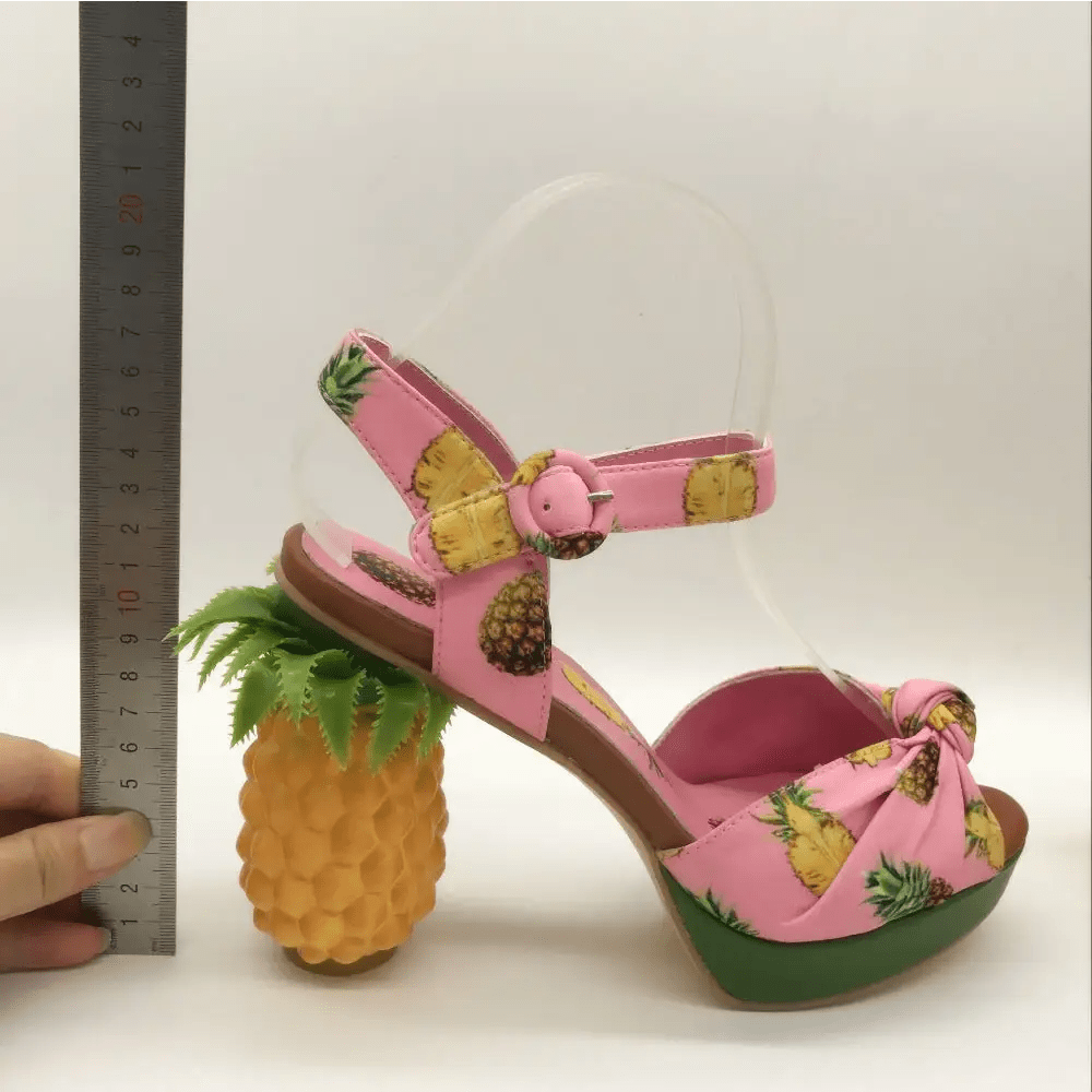 High Fashion Pink Pineapple Platform Sandals for Luxe Looks - Cosparty