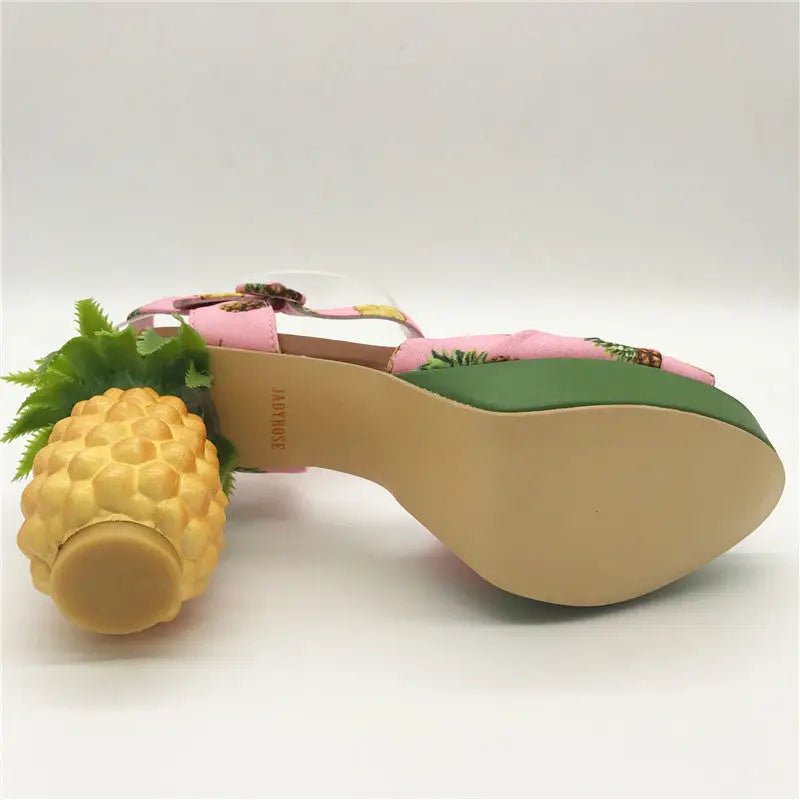 High Fashion Pink Pineapple Platform Sandals for Luxe Looks - Cosparty