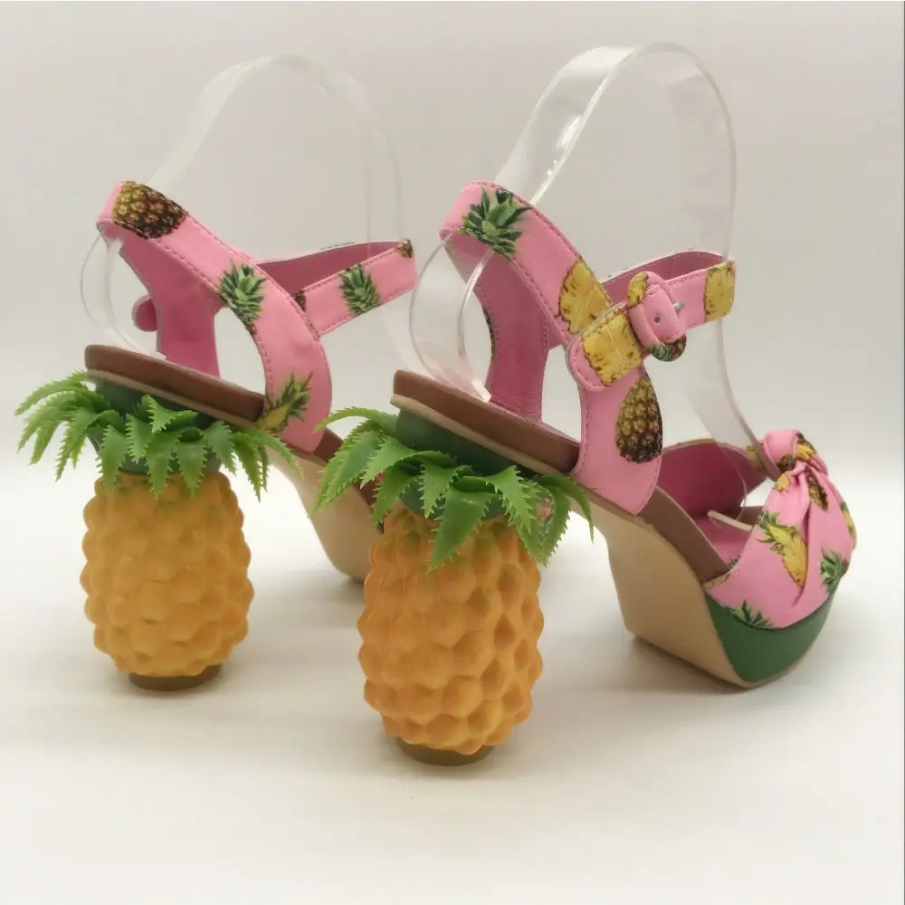 High Fashion Pink Pineapple Platform Sandals for Luxe Looks - Shoes